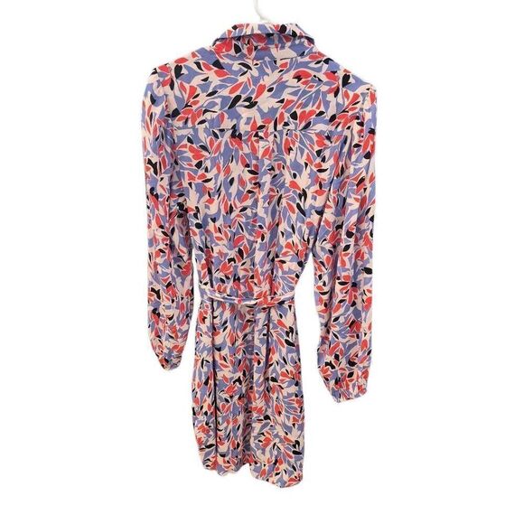 Well Worn Women's White, Blue, Red & Black Viscose Button Down Long Sleeve Dress - Picture 12 of 16